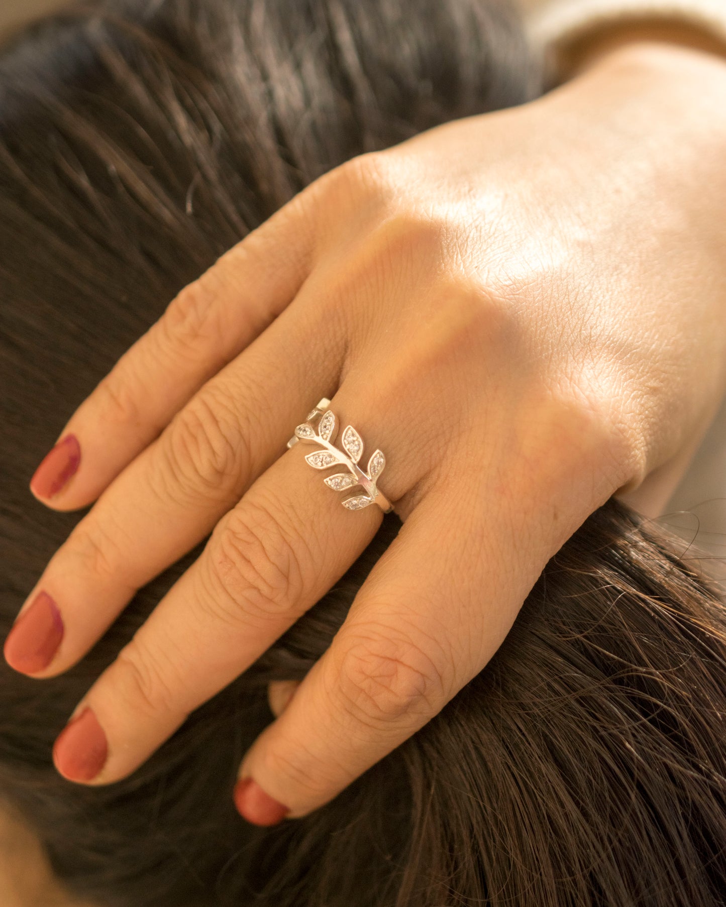 SILVER LEAF RING