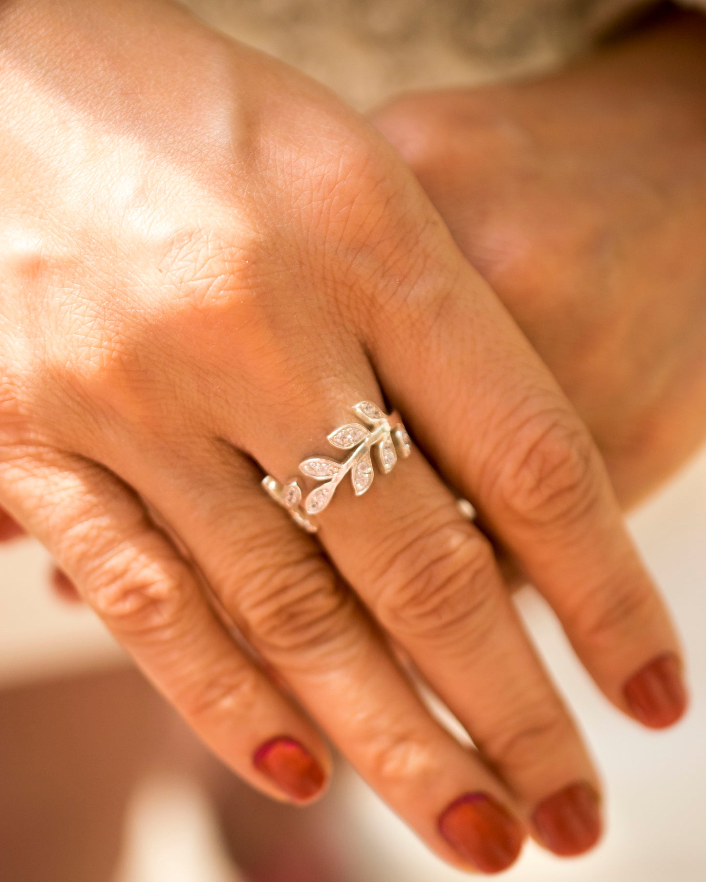 SILVER LEAF RING