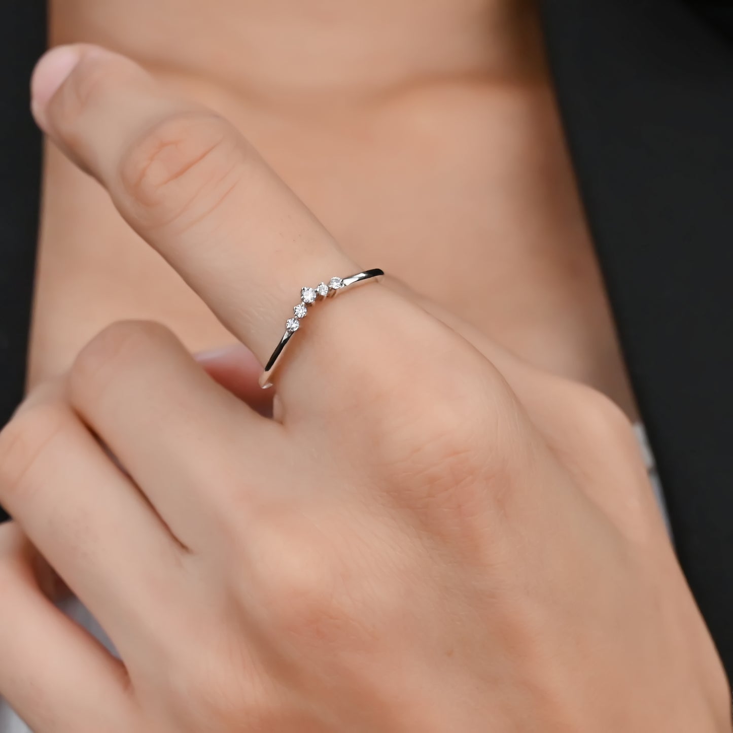 TINY V SHAPED PAVE CZ RING