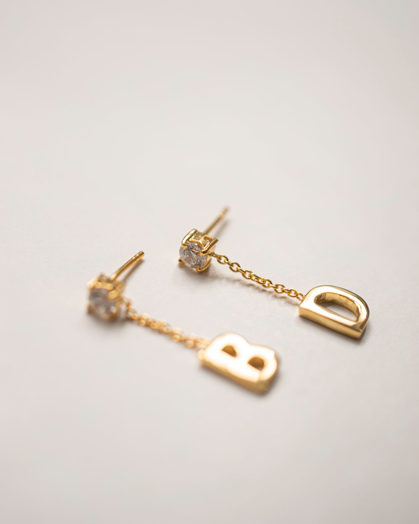 TINY ROUND INITIAL DROPS EARRINGS