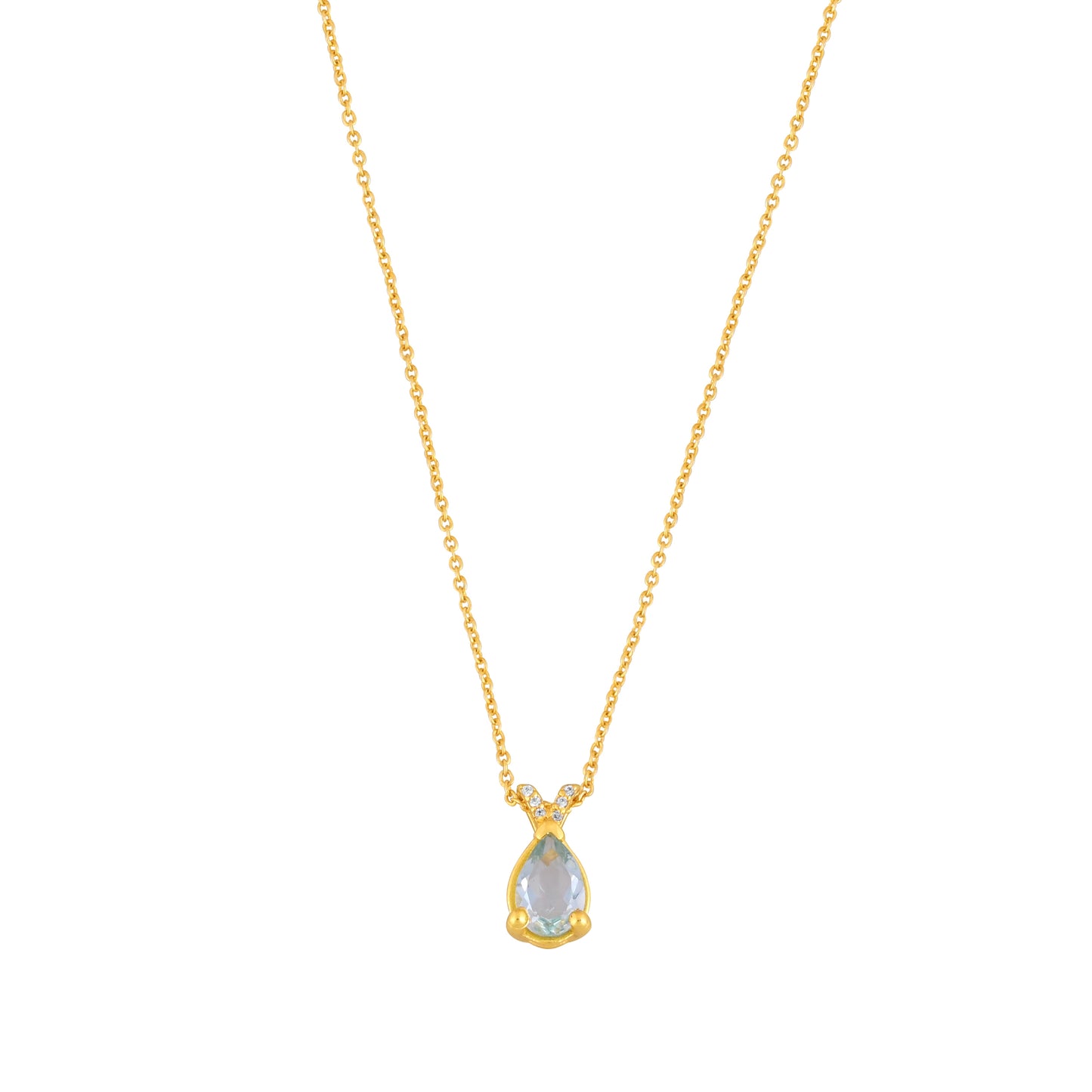 AQUA GEMSTONE SILVER NECKLACE