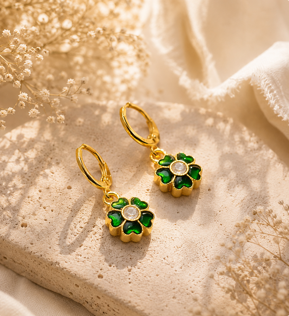 green earrings