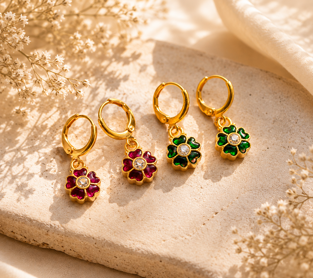 green earrings