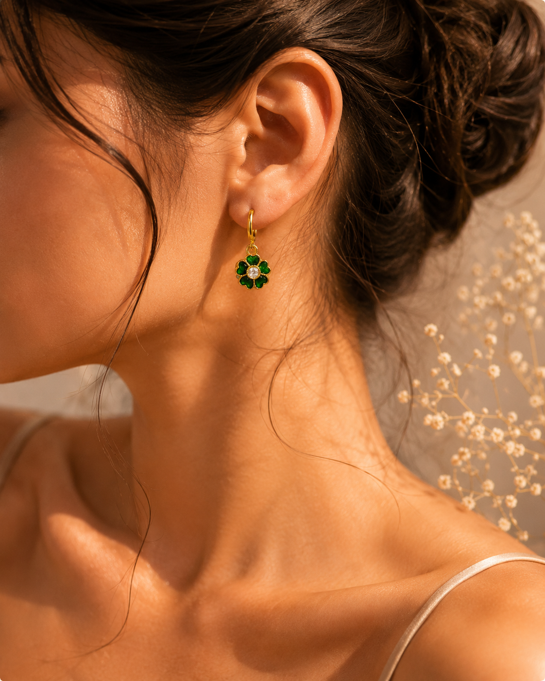 green earrings