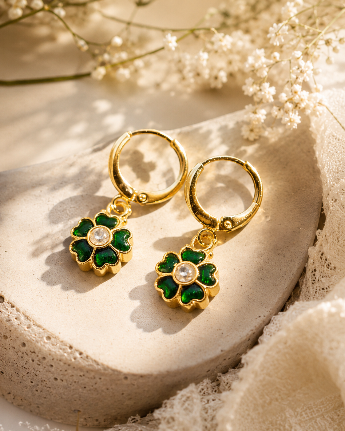 green earrings