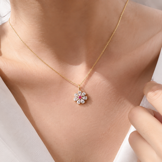 DAZZLE FLOWER SILVER NECKLACE