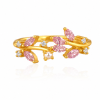 DAINTY FLORAL LEAF ADJUSTABLE RING