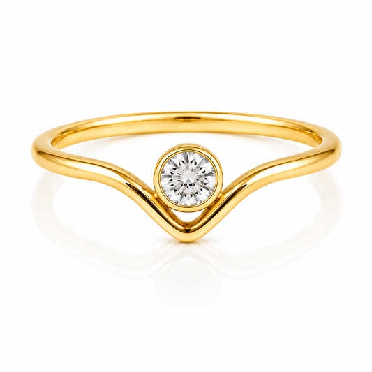 V EDGE SINGLE STONE RING