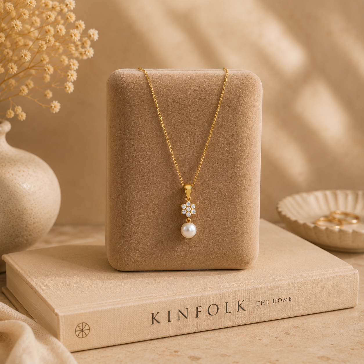 FLORAL PEARL SILVER NECKLACE
