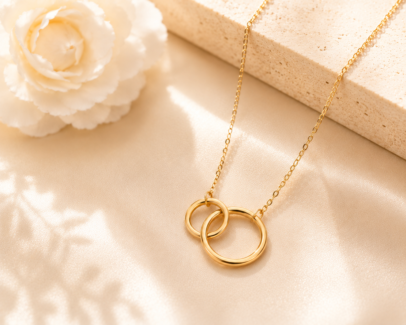 TWIN CIRCLES SILVER NECKLACE