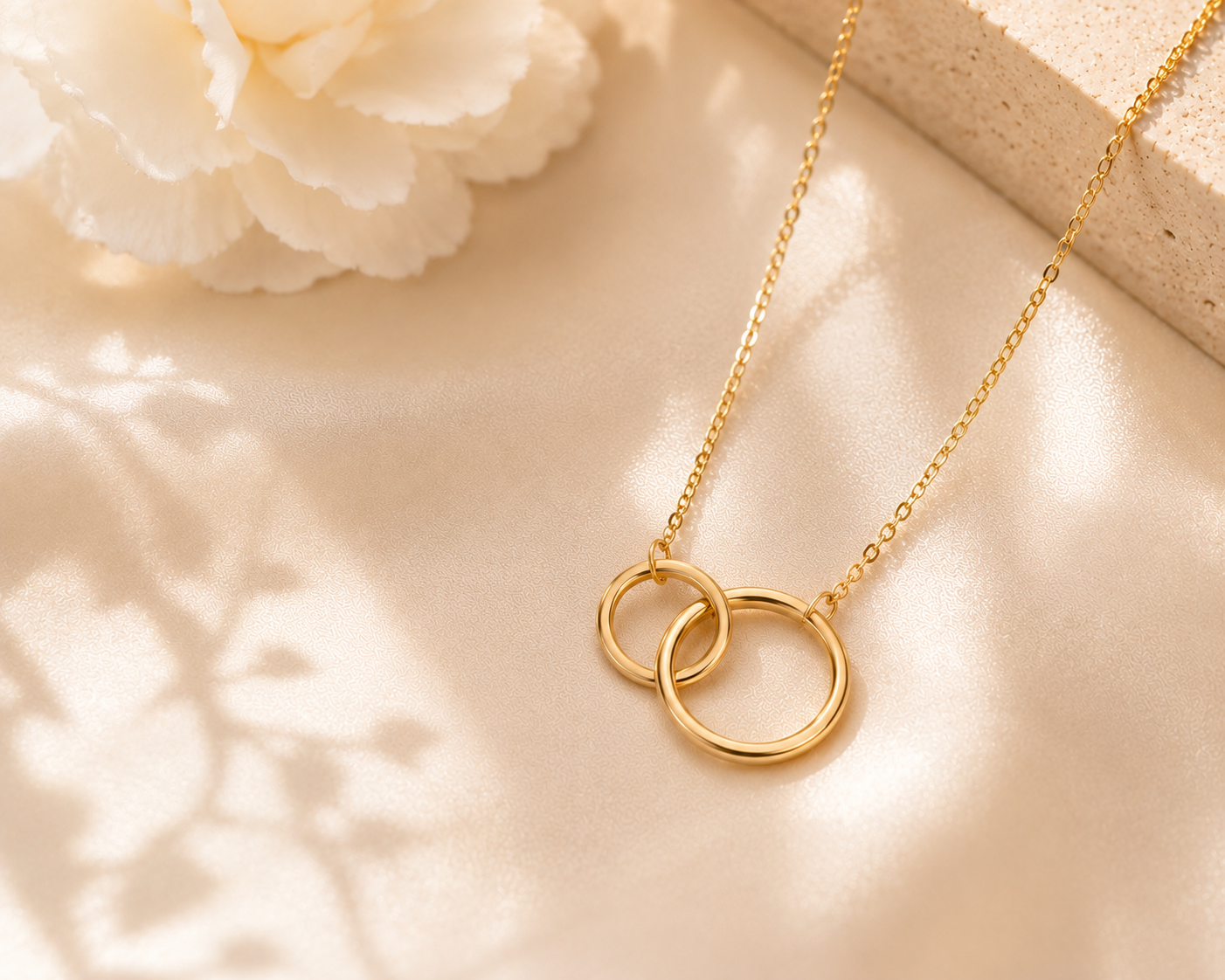 TWIN CIRCLES SILVER NECKLACE
