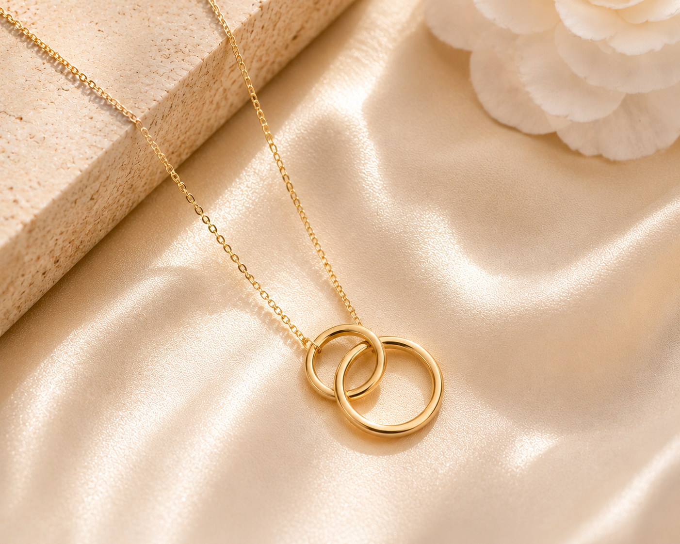 TWIN CIRCLES SILVER NECKLACE