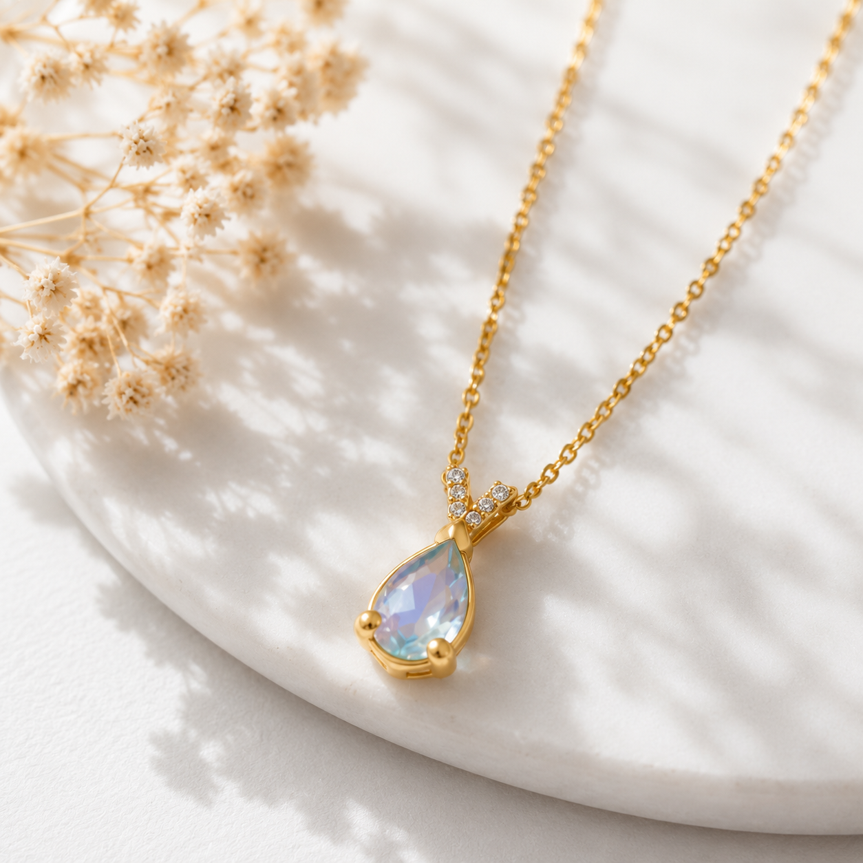 AQUA GEMSTONE SILVER NECKLACE