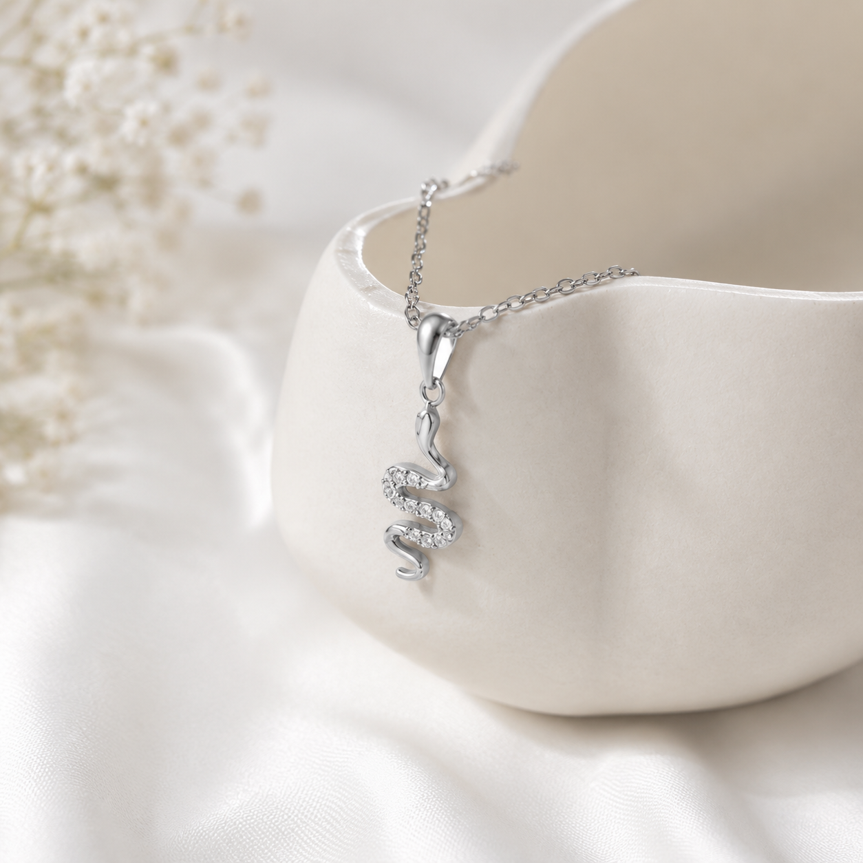 SNAKE TWIST SILVER NECKLACE