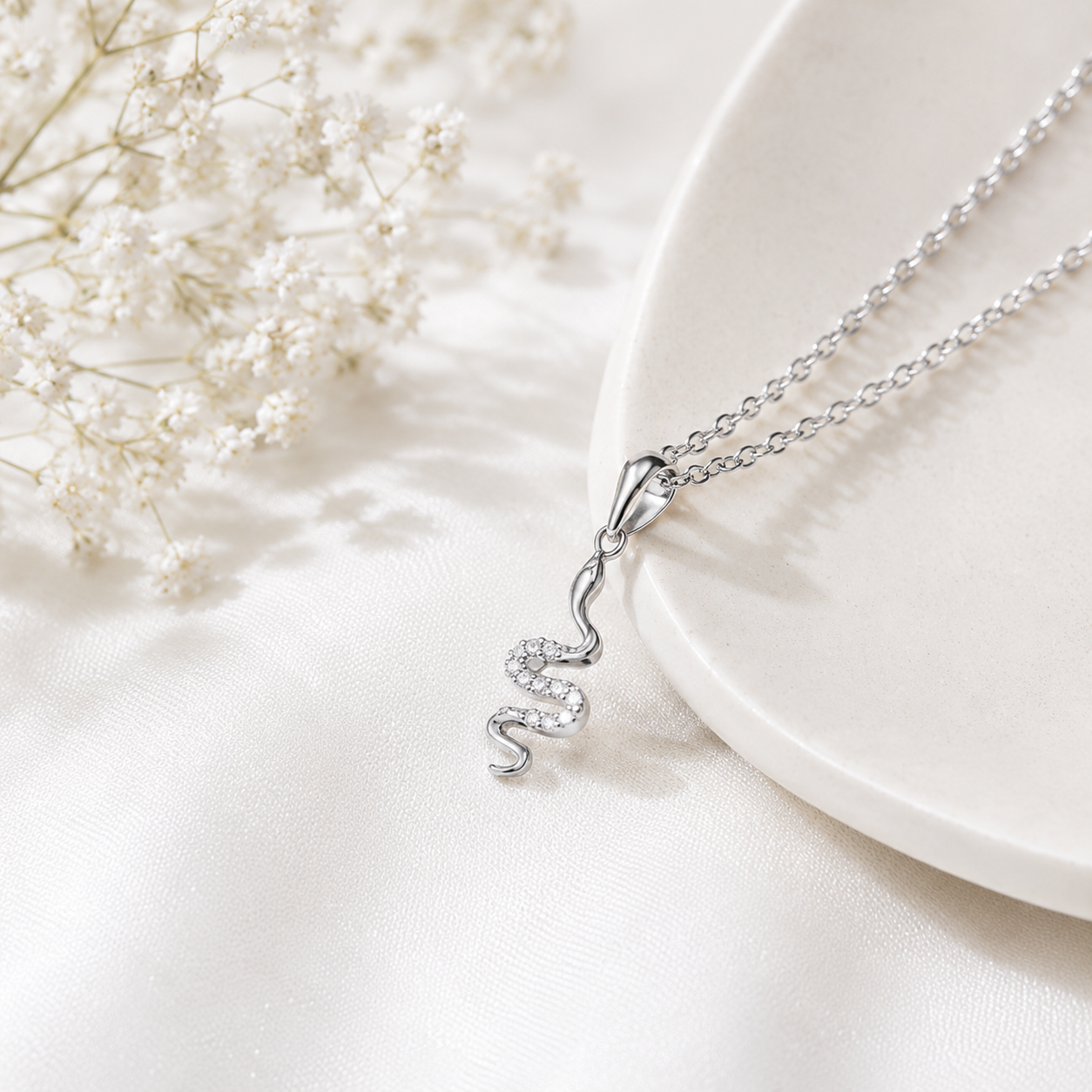 SNAKE TWIST SILVER NECKLACE