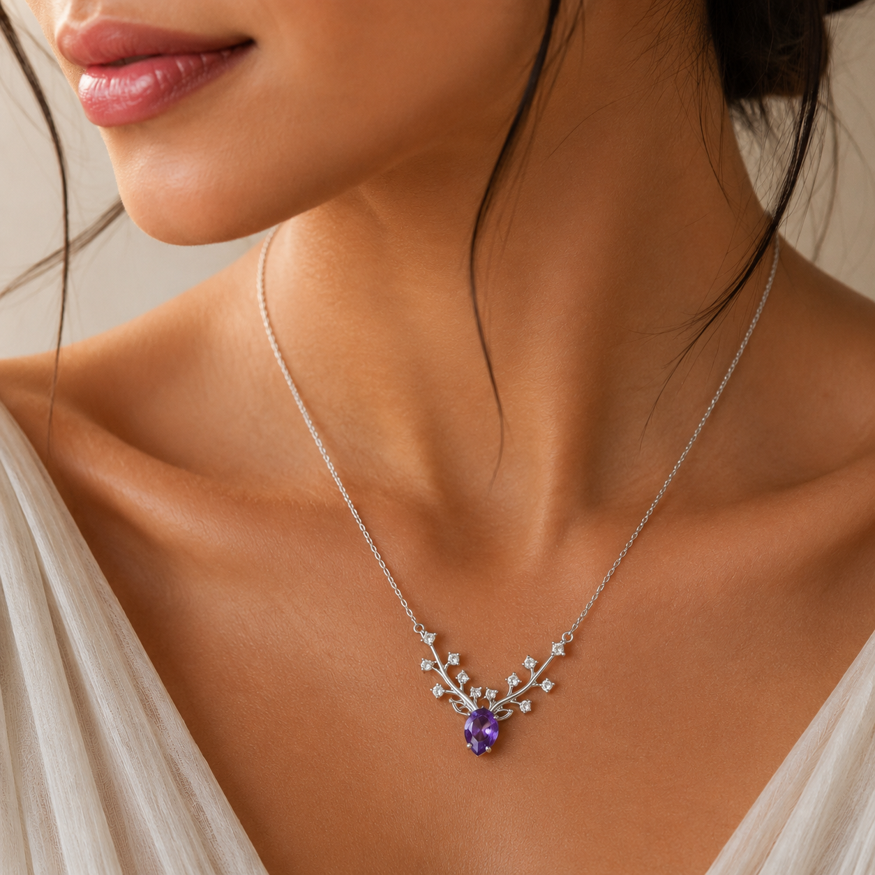 DEER CHARM SILVER NECKLACE