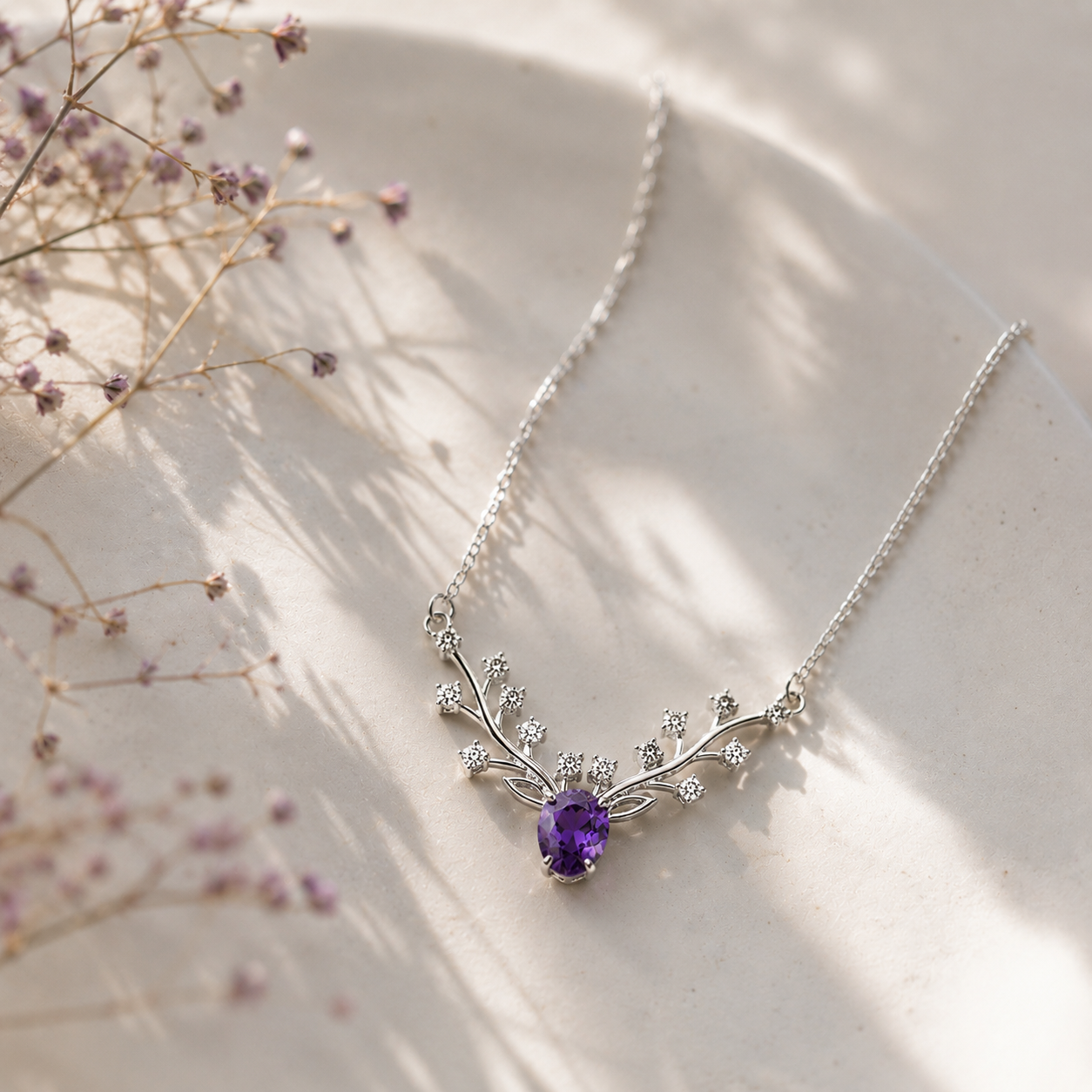 DEER CHARM SILVER NECKLACE
