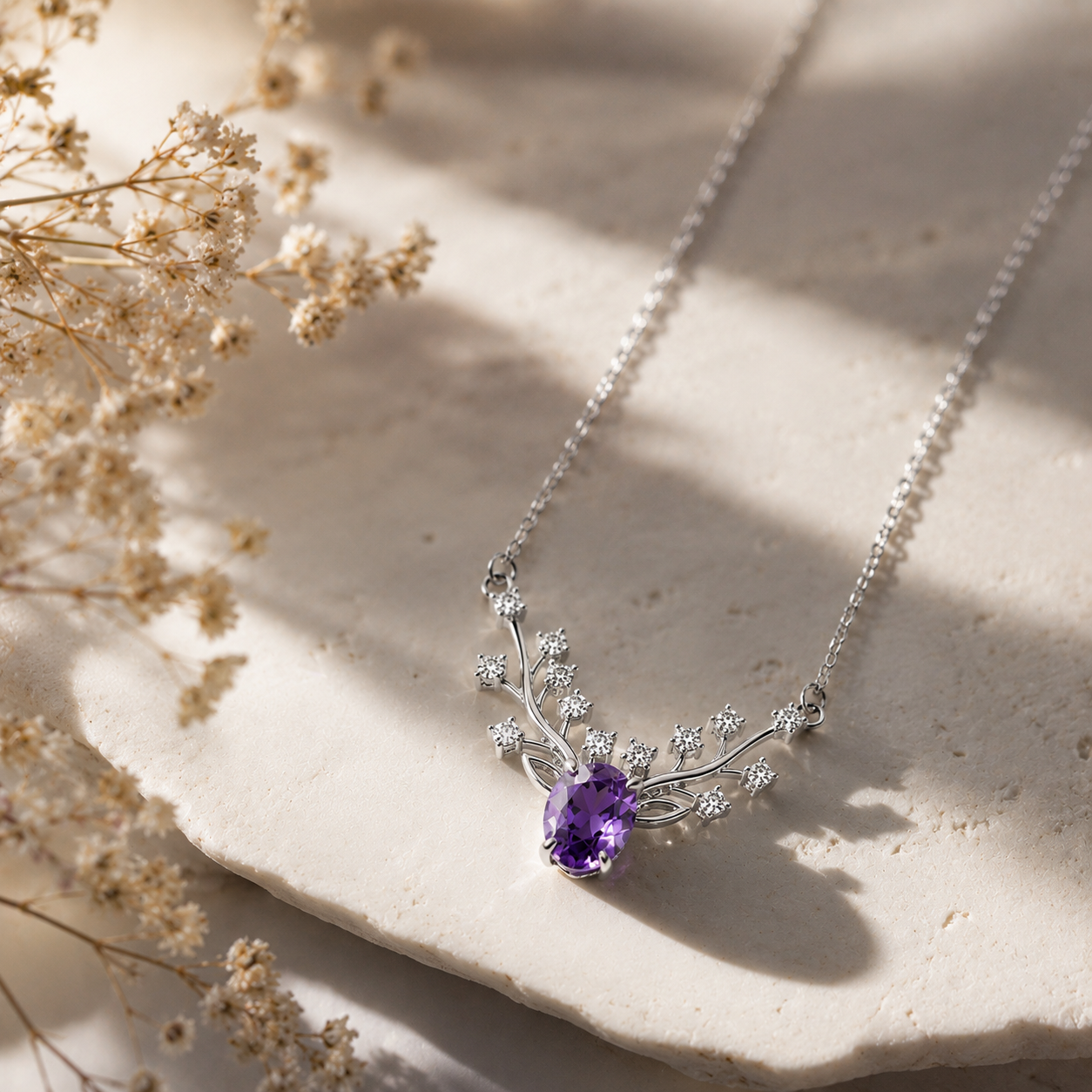 DEER CHARM SILVER NECKLACE