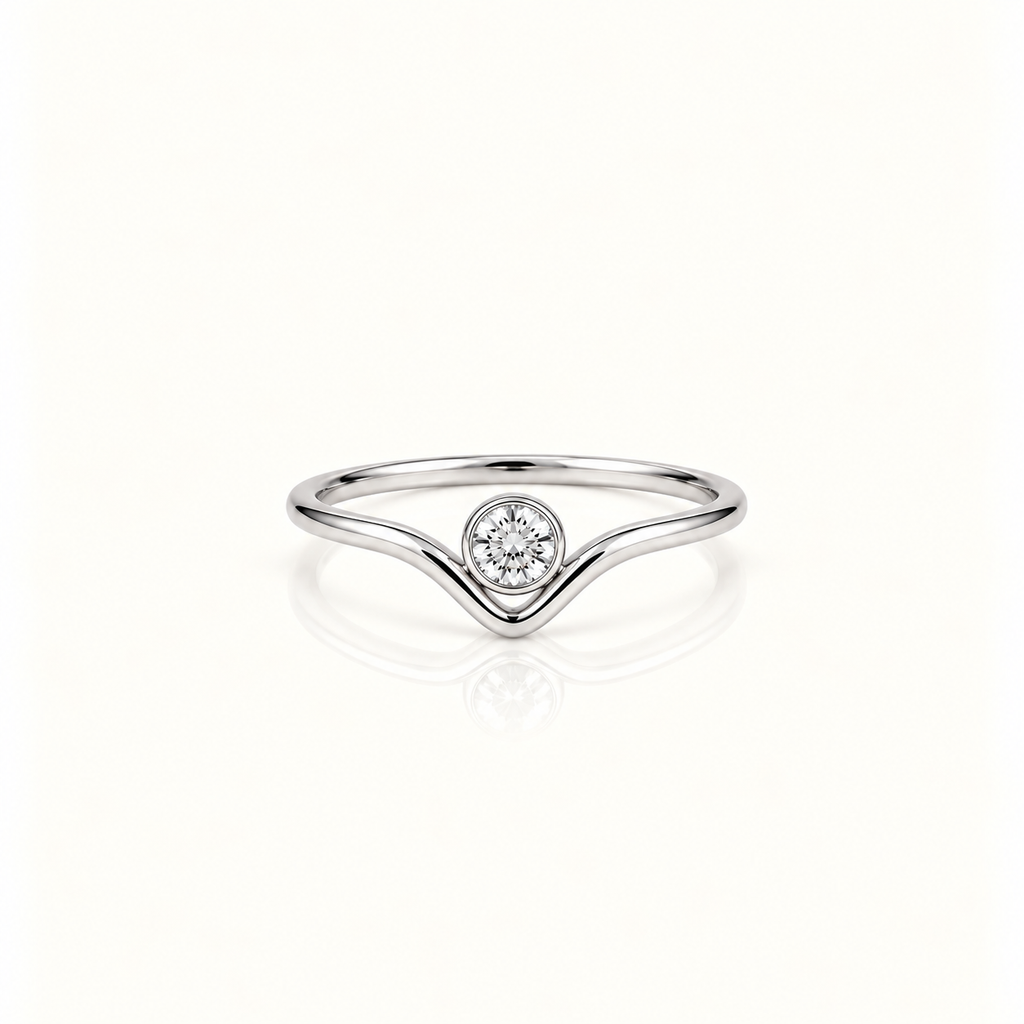 V EDGE SINGLE STONE RING