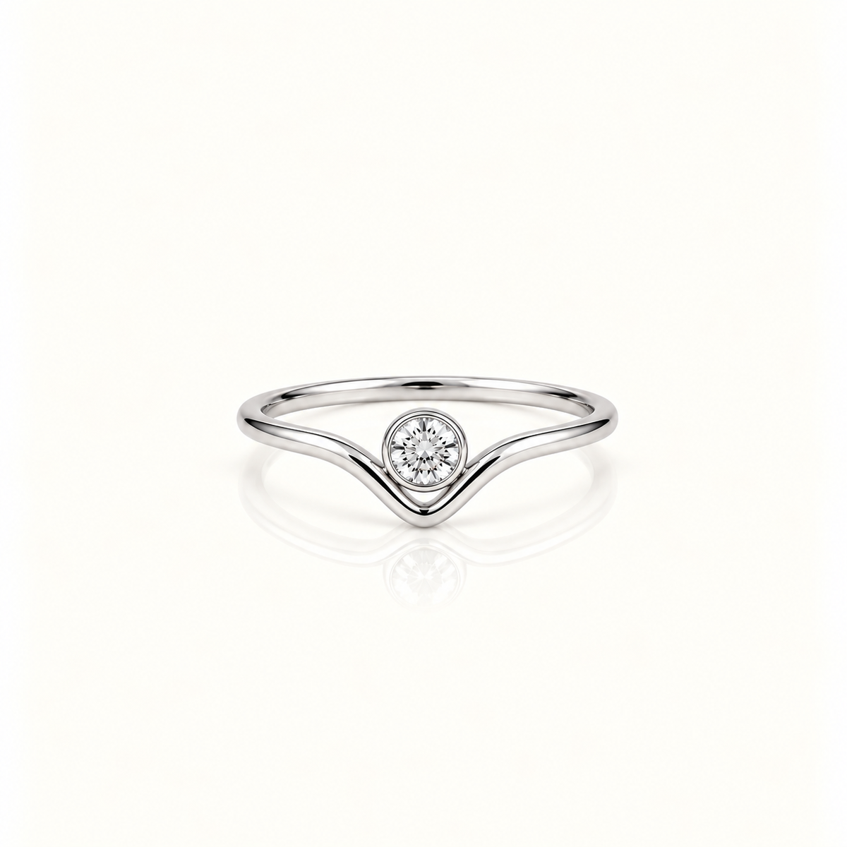 V EDGE SINGLE STONE RING