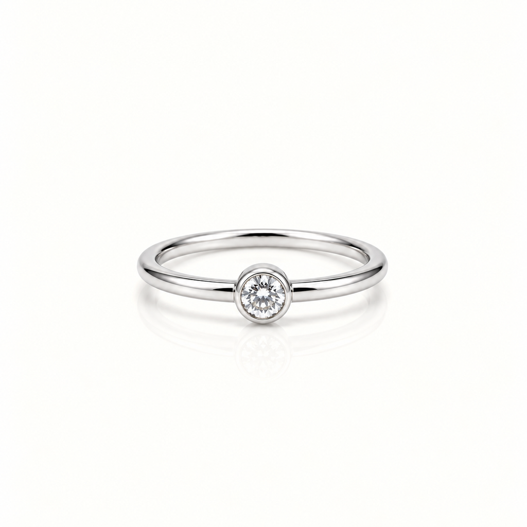 MINIMAL SINGLE STONE PROMISE SILVER RING