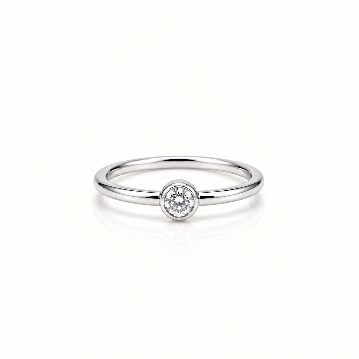 MINIMAL SINGLE STONE PROMISE SILVER RING
