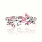 DAINTY FLORAL LEAF ADJUSTABLE RING