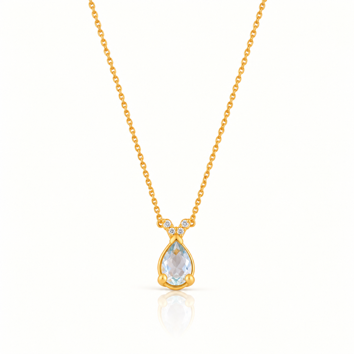 AQUA GEMSTONE SILVER NECKLACE