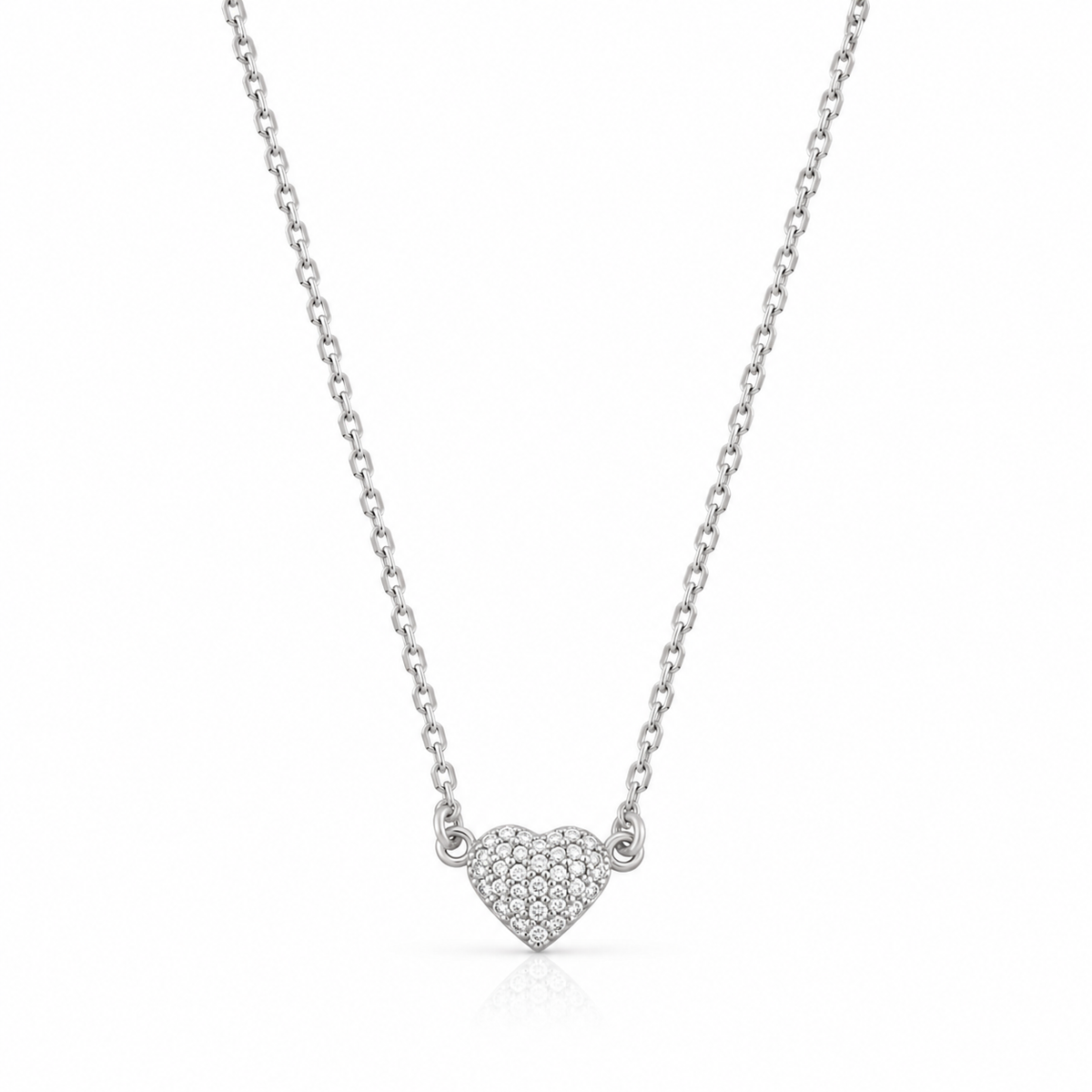CRYSTAL HEART SILVER NECKLACE