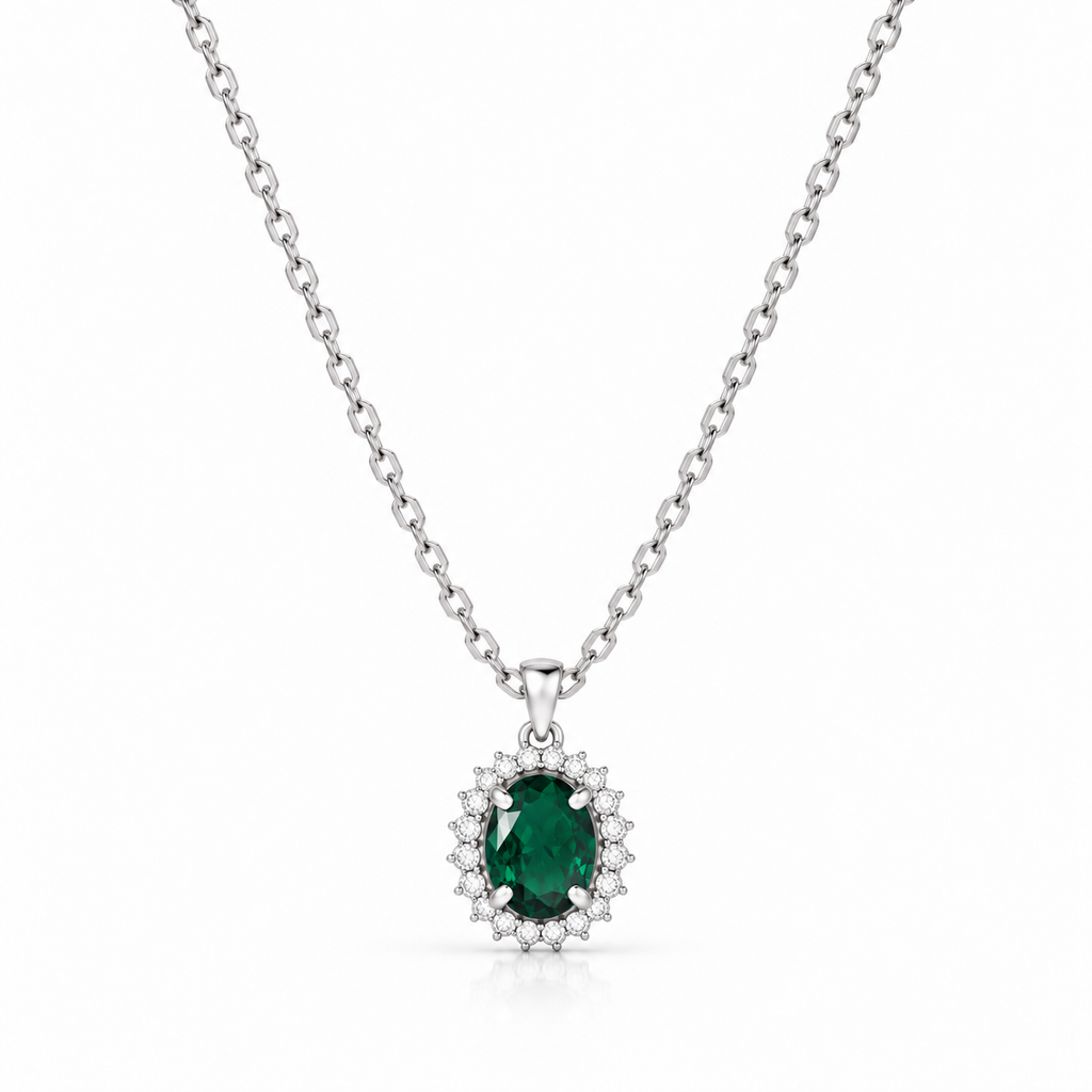 EMERALD SHINE SILVER NECKLACE