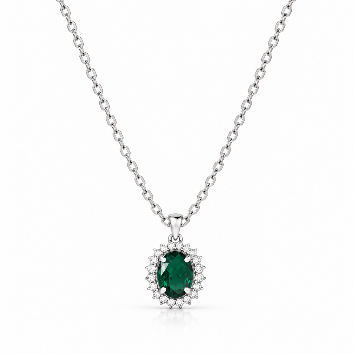 EMERALD SHINE SILVER NECKLACE