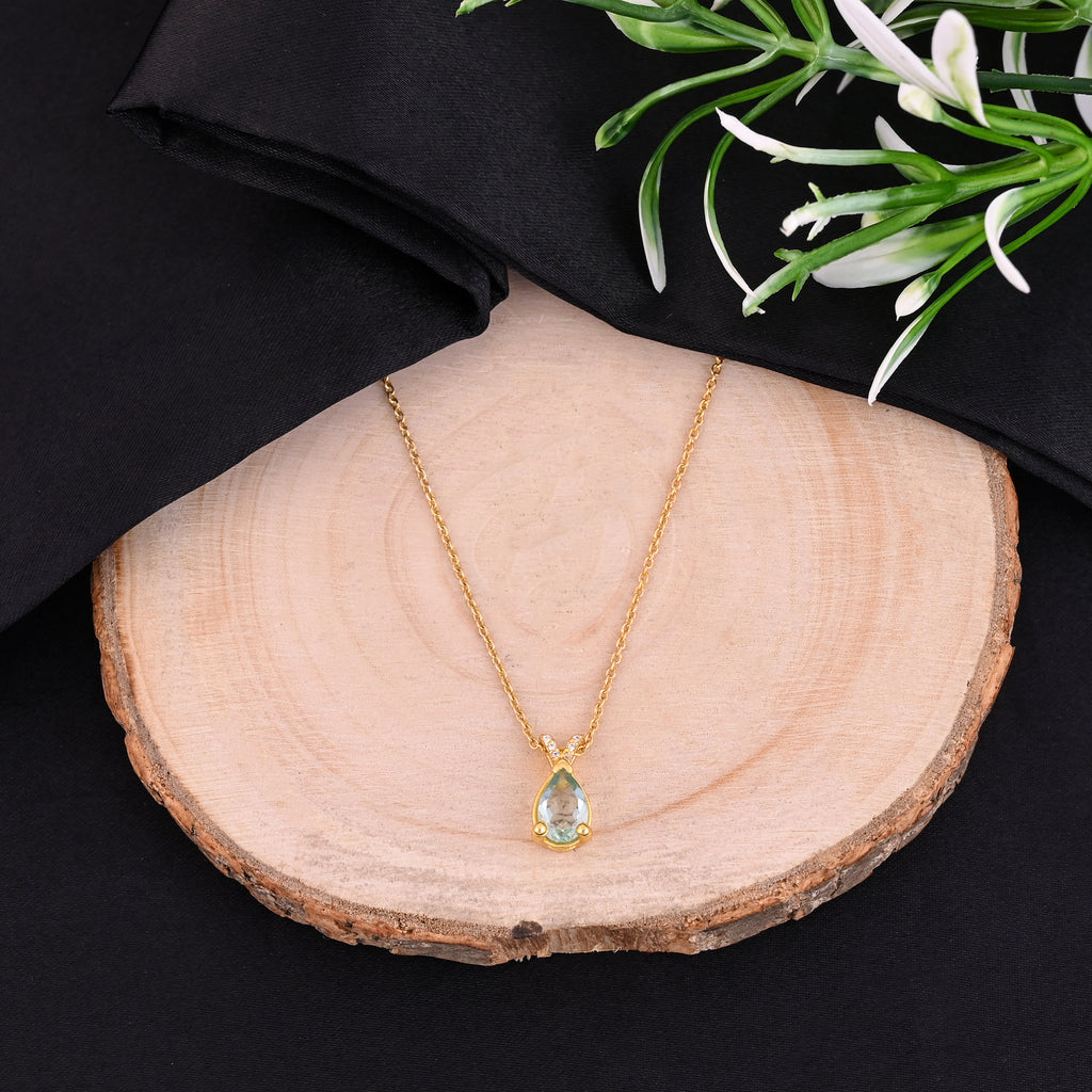 AQUA GEMSTONE SILVER NECKLACE