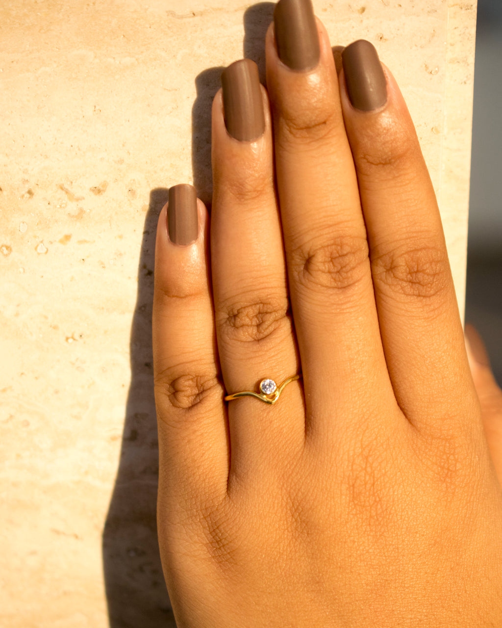 V EDGE SINGLE STONE RING
