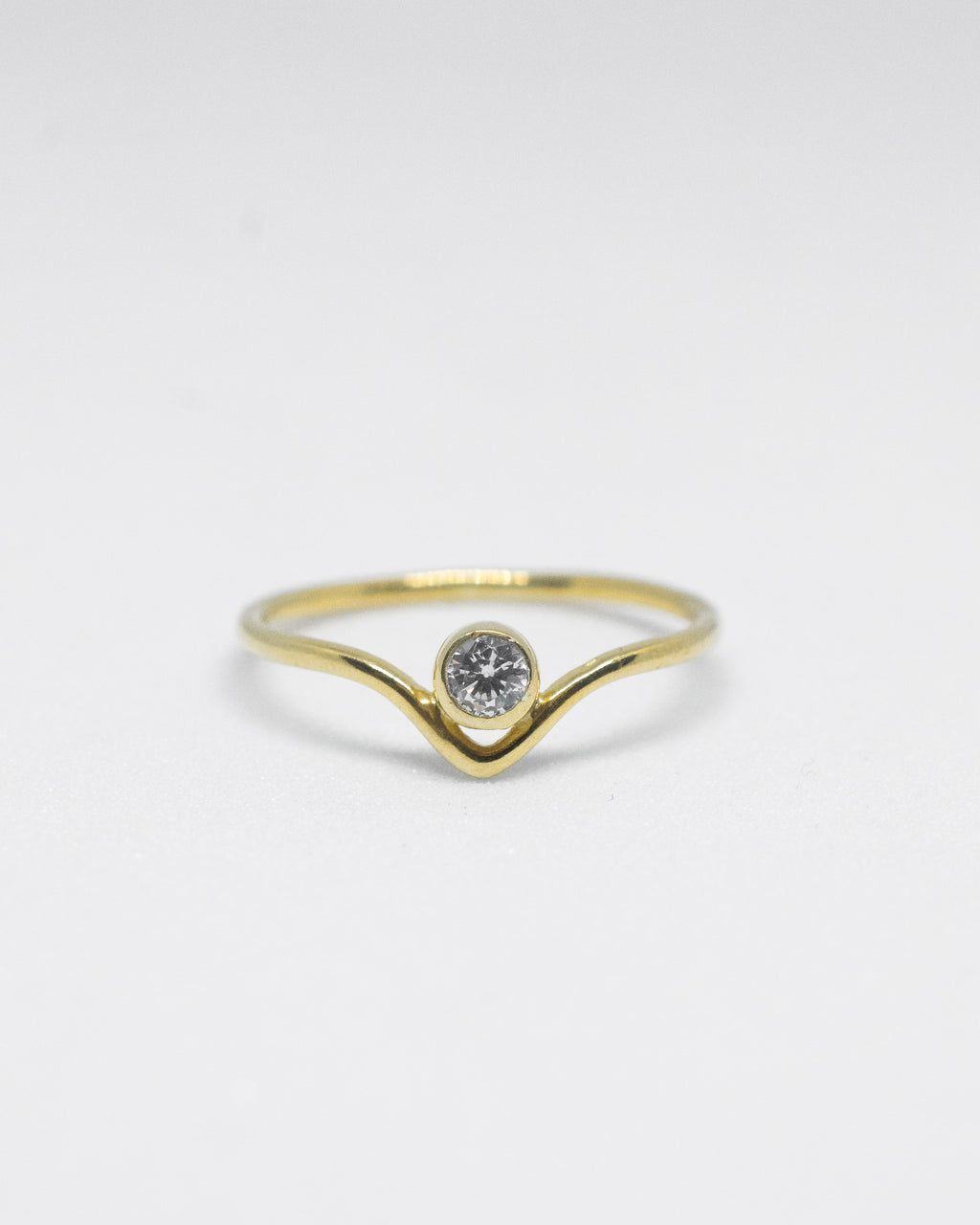 V EDGE SINGLE STONE RING