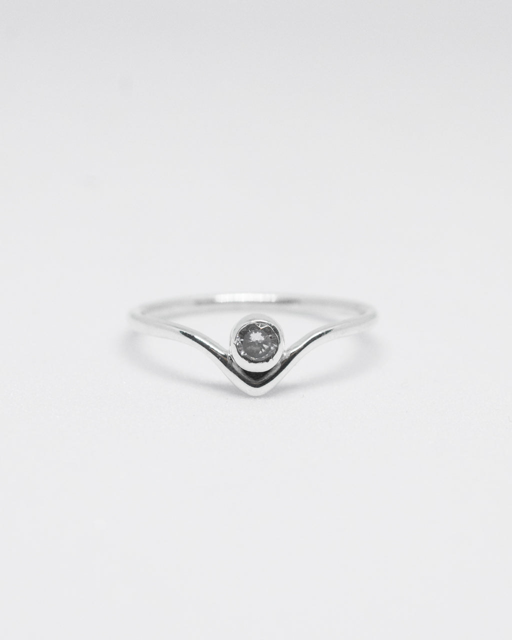 V EDGE SINGLE STONE RING
