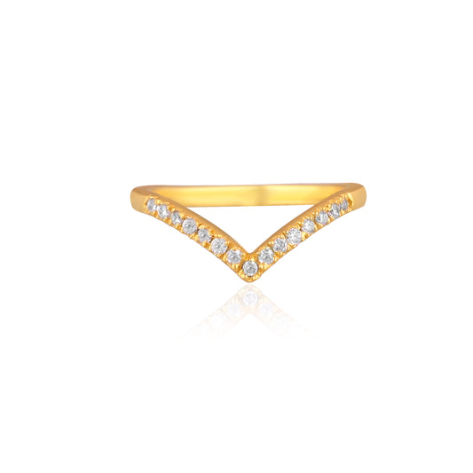 DAINTY V RING WITH ZIRCONIA