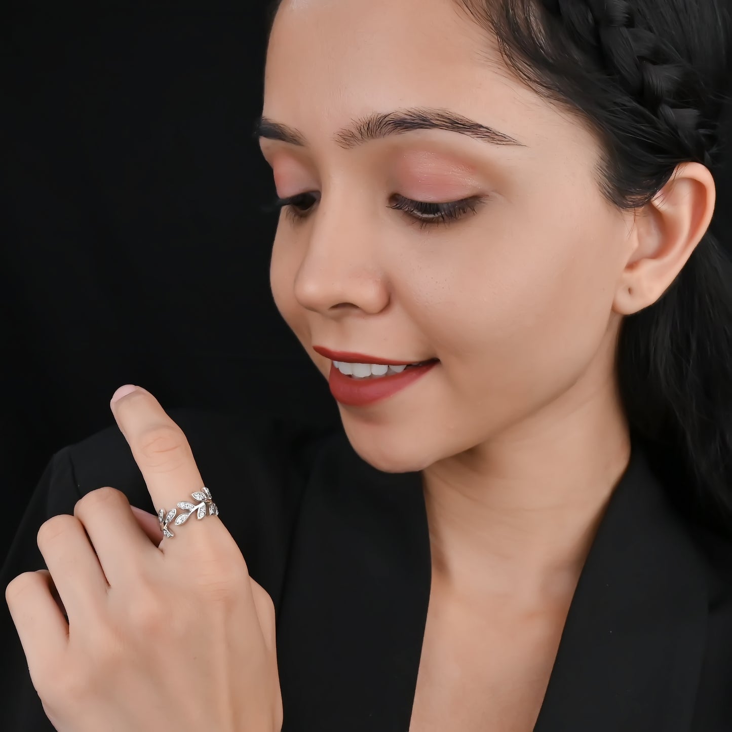 SILVER LEAF RING