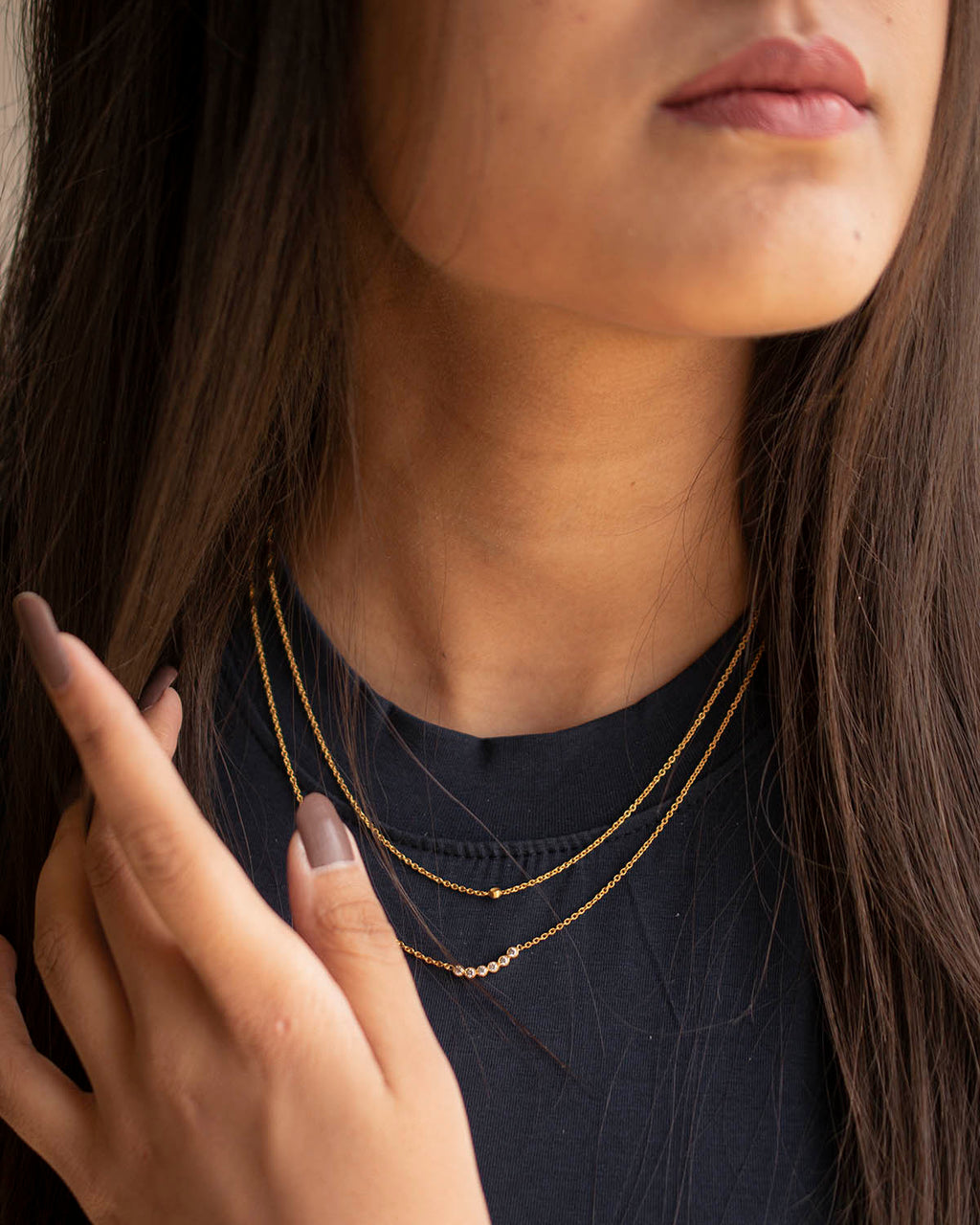 CURVED DOT LAYERED NECKLACES