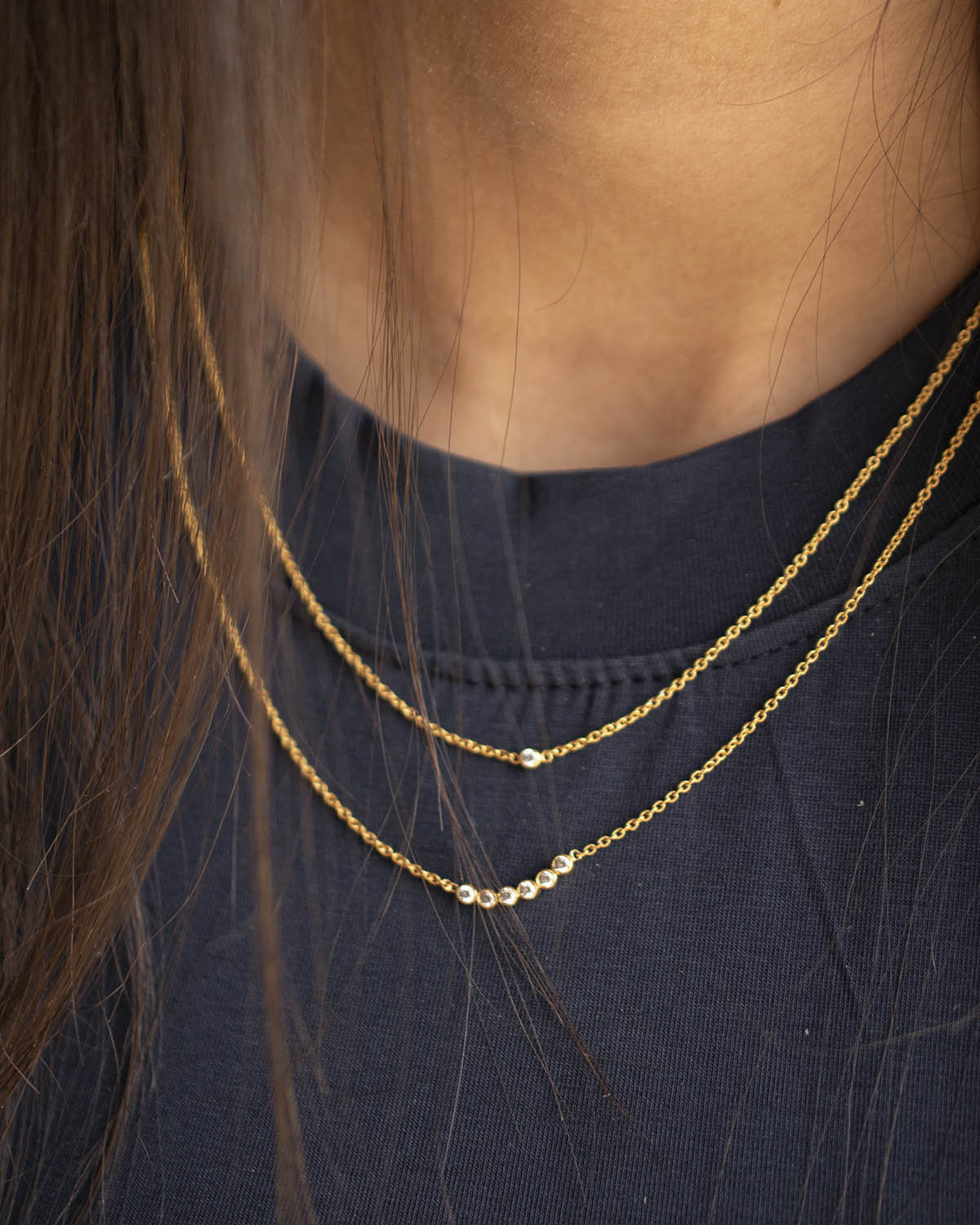 CURVED DOT LAYERED NECKLACES