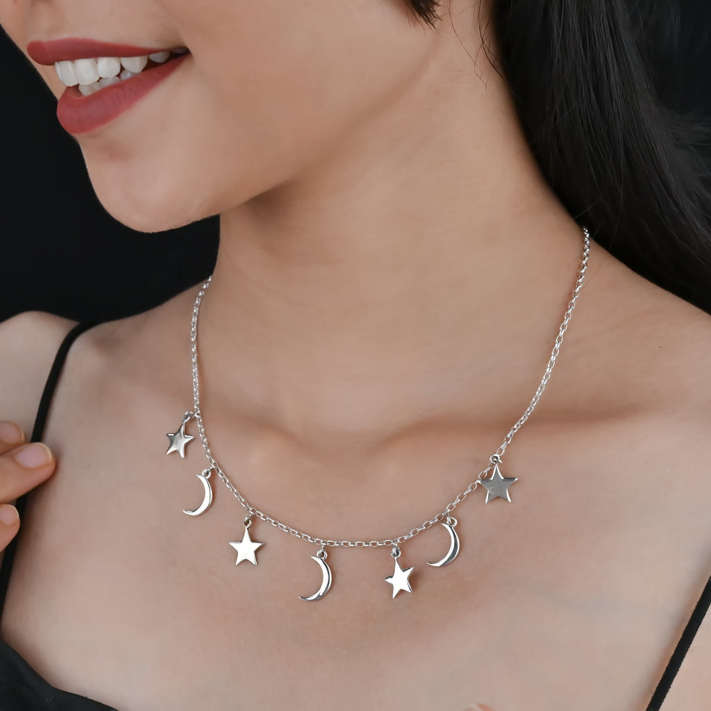 LUNAR SPARKLE SILVER NECKLACE