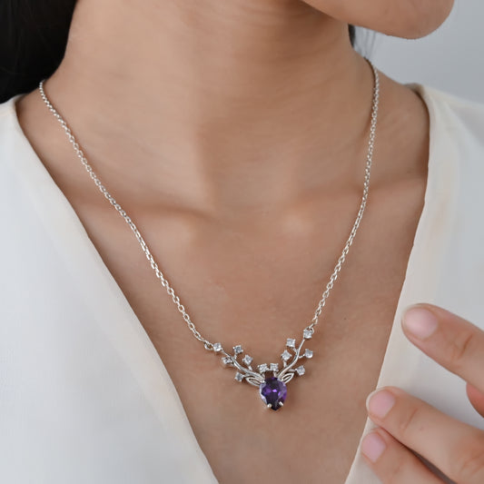 DEER CHARM SILVER NECKLACE