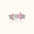 DAINTY FLORAL LEAF ADJUSTABLE RING