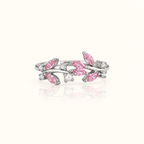 DAINTY FLORAL LEAF ADJUSTABLE RING