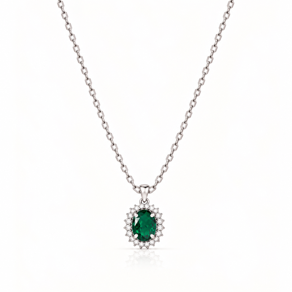 EMERALD SHINE SILVER NECKLACE