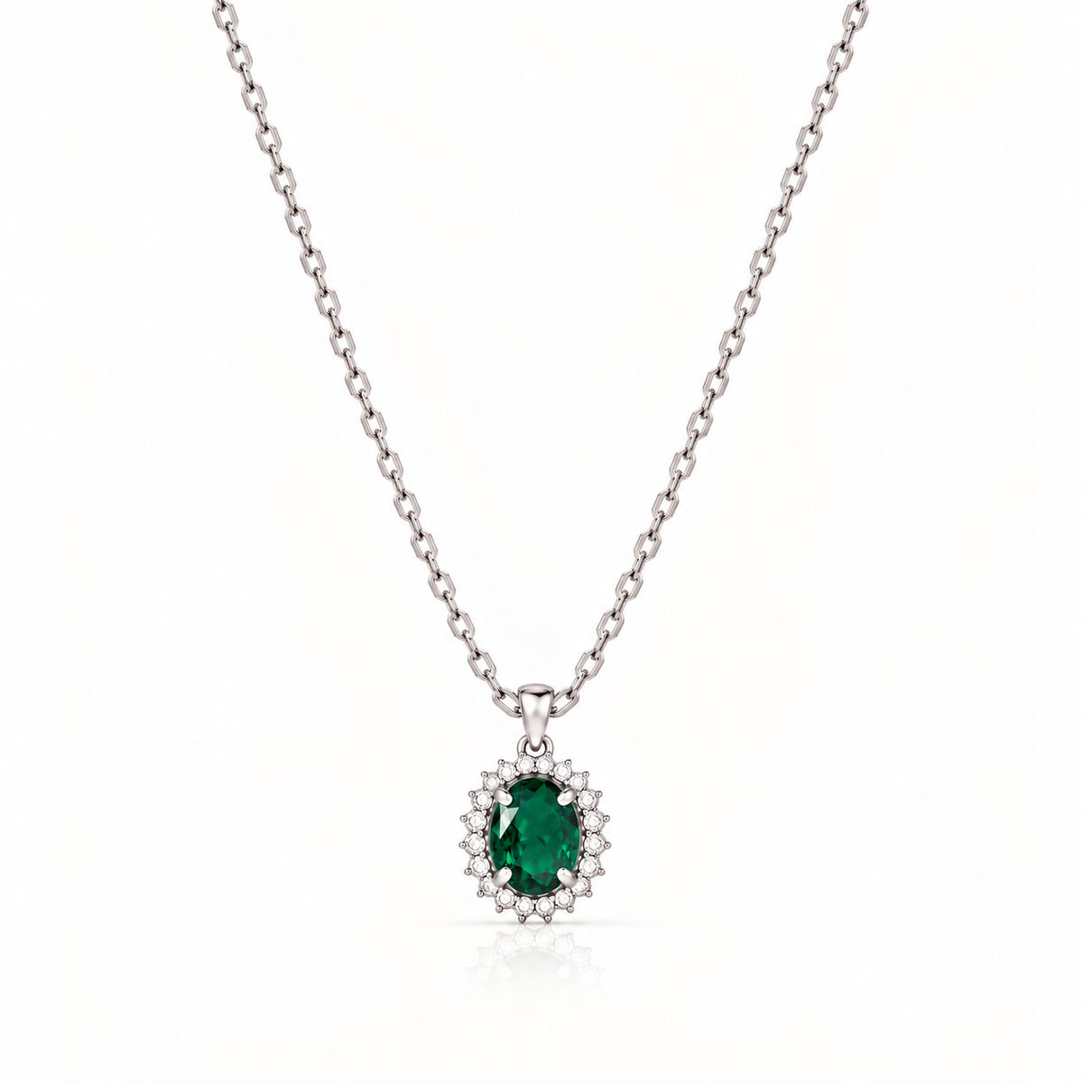 EMERALD SHINE SILVER NECKLACE