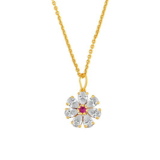 DAZZLE FLOWER SILVER NECKLACE