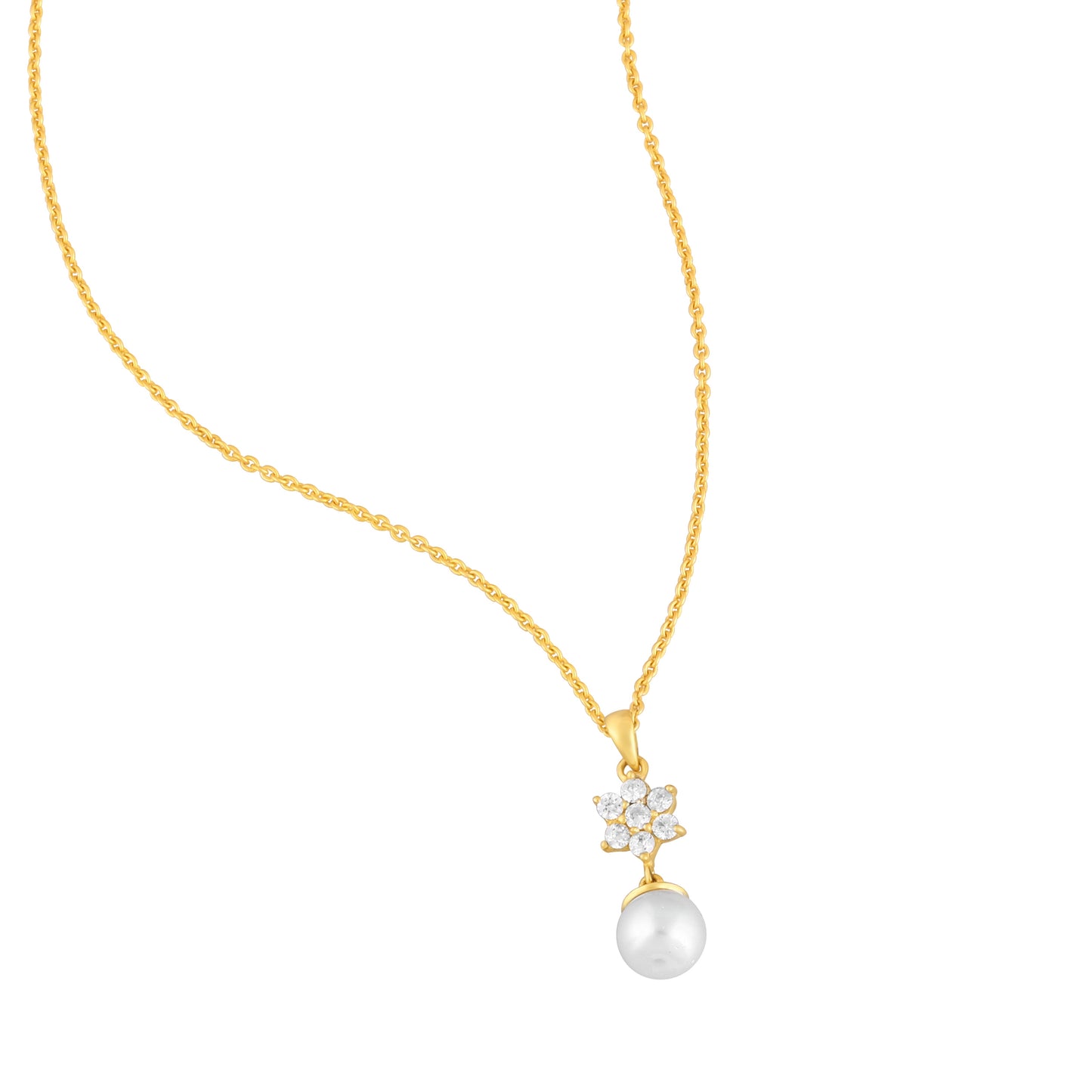 FLORAL PEARL SILVER NECKLACE