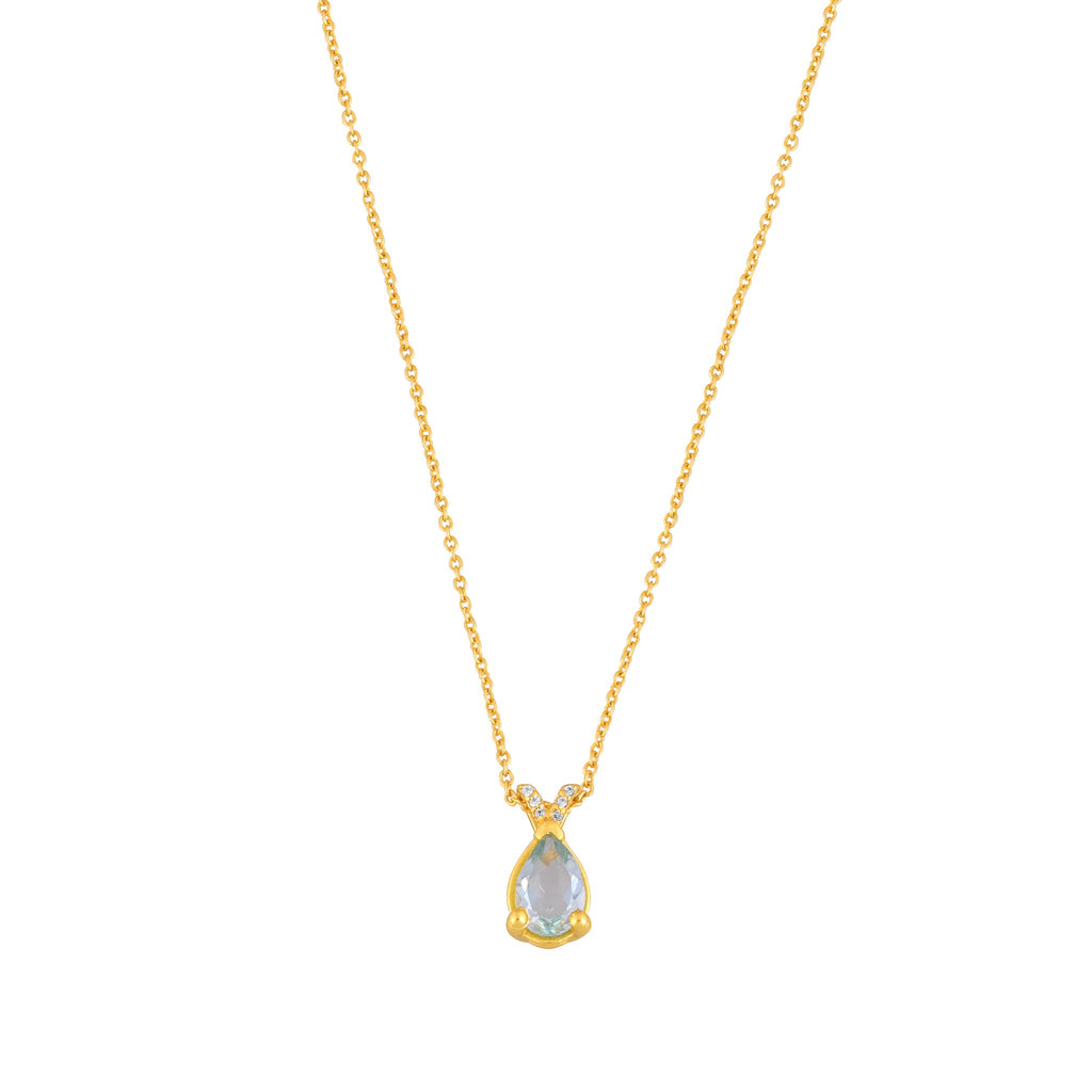 AQUA GEMSTONE SILVER NECKLACE
