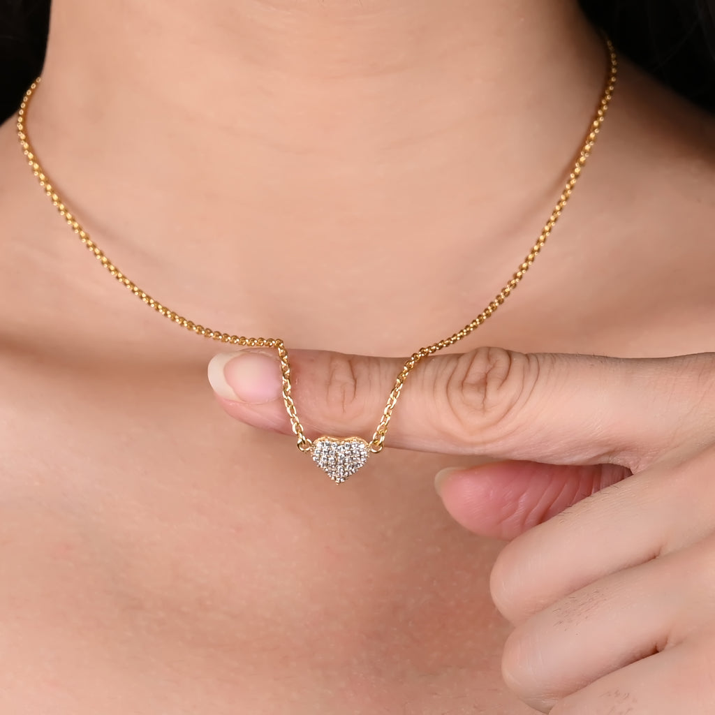 CRYSTAL HEART SILVER NECKLACE