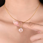 ROSE QUARTZ SILVER NECKLACE